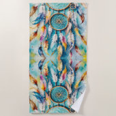 Boho American Indian Dream Catcher, waterverf Strandlaken (Voorkant)