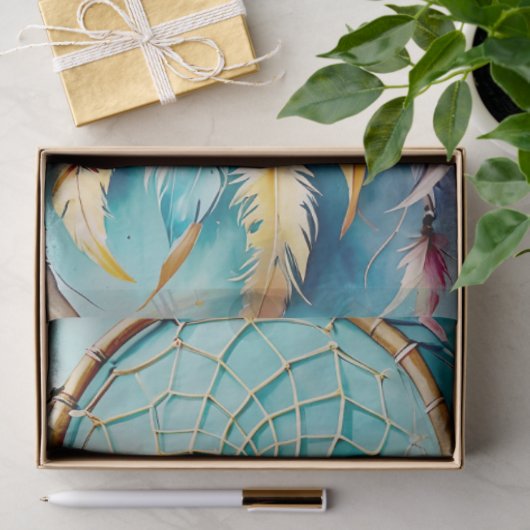 Boho American Indian Dream Catcher, waterverf Tissuepapier (Geschenk)