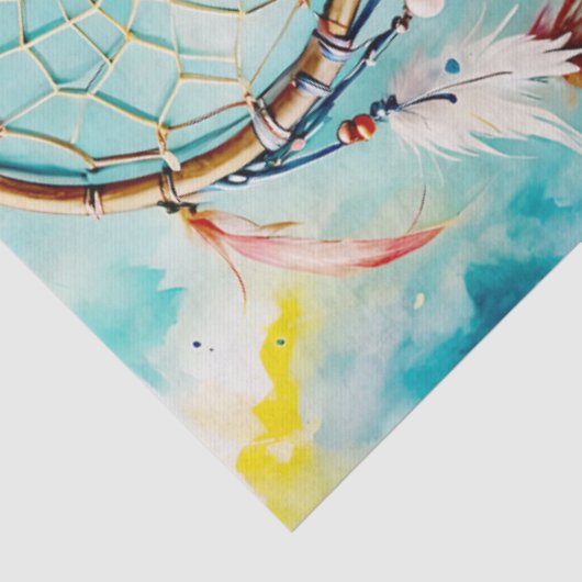 Boho American Indian Dream Catcher, waterverf Tissuepapier (Detail)