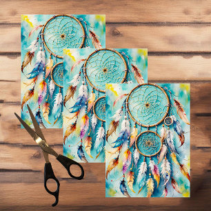 Boho American Indian Dream Catcher, waterverf Tissuepapier