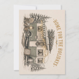 Boho Americana Kerst Camper Ontsnapping Feestdagenkaart
