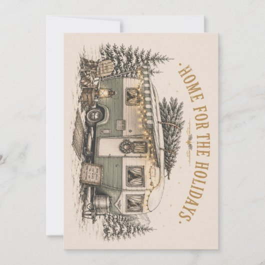 Boho Americana Kerst Camper Ontsnapping Feestdagenkaart (Voorkant)