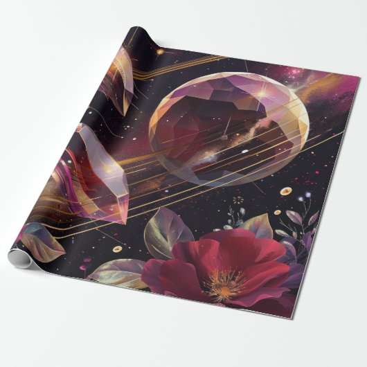 Boho Amethist Hemels Mystiek Patroon Cadeaupapier (Uitgerold)