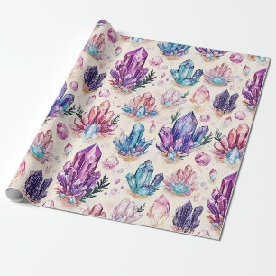 Boho Amethyst & Kwarts Edelsteen Kristal Zen Cadeaupapier