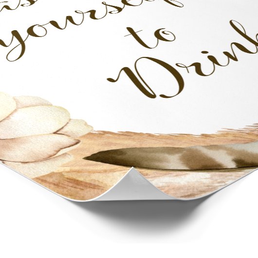 Boho and Feather Party Sign, Bridal, Baby, bruilof Poster (Hoek)