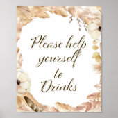 Boho and Feather Party Sign, Bridal, Baby, bruilof Poster (Voorkant)