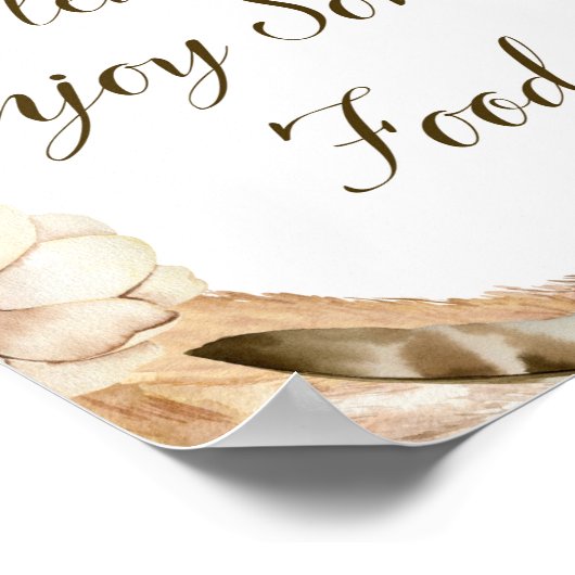 Boho and Feather Party Sign, Bridal, Baby, bruilof Poster (Hoek)