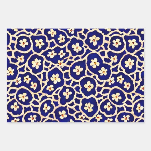 Boho Anemone Blue Inpakpapier Vel (Voorkant 3)