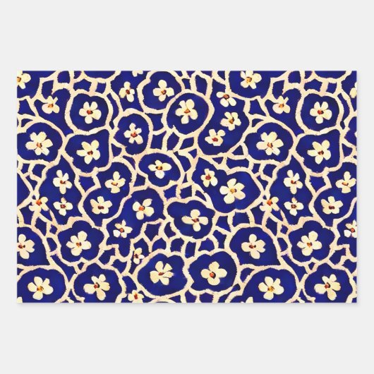Boho Anemone Blue Inpakpapier Vel (Voorkant)