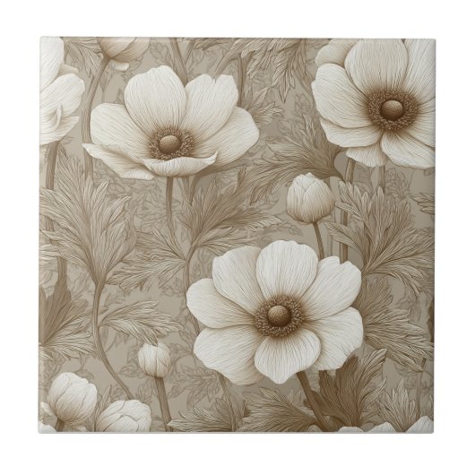 Boho  anemonen Tegels voor badaccent Tegeltje (Voorkant)