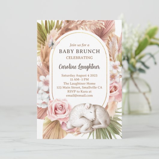 Boho Animal Baby Brunch Kaart (Staand voorkant)