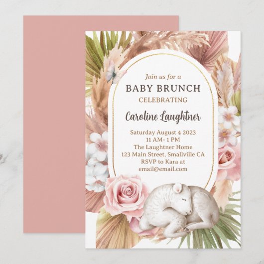 Boho Animal Baby Brunch Kaart (Voorkant / Achterkant)