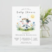 Boho Animal Fun Koe Baby shower Kaart (Staand voorkant)