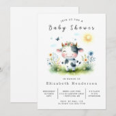 Boho Animal Fun Koe Baby shower Kaart (Voorkant / Achterkant)
