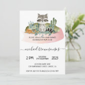 Boho Animal Raccoon Tropisch Baby shower Kaart (Staand voorkant)