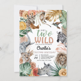 Boho Animal Safari Twee Wild verjaardagsuitnodigin Kaart