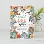 Boho Animal Safari Wild One Birthday Kaart (Staand voorkant)