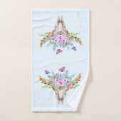Boho Animal Skull met Butterflies en Flowers Bad Handdoek (Handdoek)
