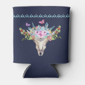 Boho Animal Skull met Butterflies en Flowers Blikjeskoeler (Voorkant)