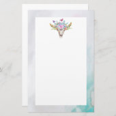 Boho Animal Skull met Butterflies en Flowers Briefpapier (Voorkant / Achterkant)