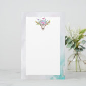Boho Animal Skull met Butterflies en Flowers Briefpapier (Staand voorkant)