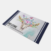 Boho Animal Skull met Butterflies en Flowers Deurmat (Schuin)