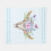 Boho Animal Skull met Butterflies en Flowers Fleece Deken (Voorkant (Horizontaal))