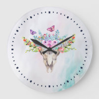 Boho Animal Skull met Butterflies en Flowers
