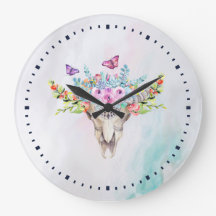 Boho Animal Skull met Butterflies en Flowers