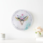 Boho Animal Skull met Butterflies en Flowers Grote Klok (Huis)