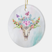 Boho Animal Skull met Butterflies en Flowers Keramisch Ornament (Links)