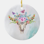 Boho Animal Skull met Butterflies en Flowers Keramisch Ornament (Achterkant)