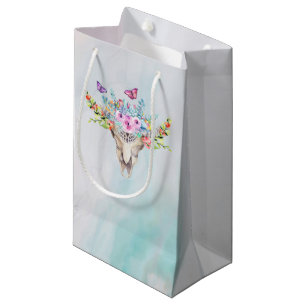 Boho Animal Skull met Butterflies en Flowers Klein Cadeauzakje