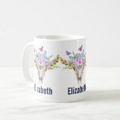 Boho Animal Skull met Butterflies en Flowers Koffiemok (Voorkant links)