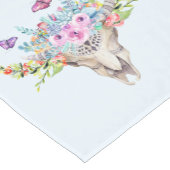 Boho Animal Skull met Butterflies en Flowers Korte Tafelloper (Hoek)