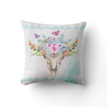 Boho Animal Skull met Butterflies en Flowers