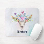 Boho Animal Skull met Butterflies en Flowers Muismat (Met muis)