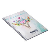 Boho Animal Skull met Butterflies en Flowers Notitieboek (Rechterzijde)