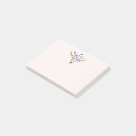 Boho Animal Skull met Butterflies en Flowers Post-it® Notes (Schuin)