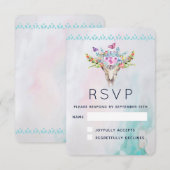 Boho Animal Skull met Butterflies en Flowers RSVP Kaartje (Voorkant / Achterkant)