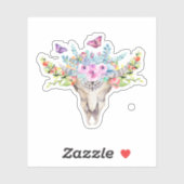 Boho Animal Skull met Butterflies en Flowers Sticker (Vel)