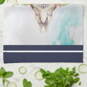 Boho Animal Skull met Butterflies en Flowers Theedoek (Gevouwen)