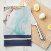 Boho Animal Skull met Butterflies en Flowers Theedoek (Quarter Fold)