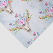 Boho Animal Skull met Butterflies en Flowers Tissuepapier (Detail)