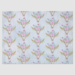 Boho Animal Skull met Butterflies en Flowers Tissuepapier