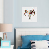 Boho Animal Skull met kleurrijke Boho bloemen Folie Afdrukken (Insitu (Slaapkamer))
