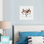 Boho Animal Skull Twee met kleurrijke Boho bloemen Folie Afdrukken (Insitu (Slaapkamer))