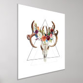 Boho Animal Skull Twee met kleurrijke Boho bloemen Folie Afdrukken (Laagn)