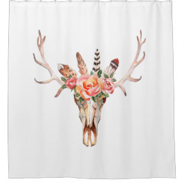 BoHo Animal Skull Waterverf Rozen Bah Shower Douchegordijn