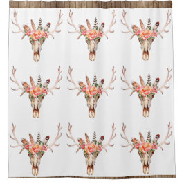 BoHo Animal Skull Waterverf Rozen Bah Shower Douchegordijn